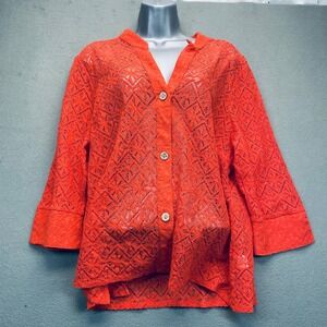 REBECCA MALONE Boho lace tunic Orange Lace Kimono Cardigan Cover Up
